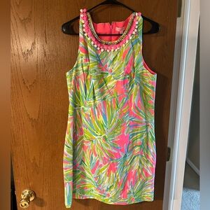 Lilly Pulitzer Mila Shift Dress in Tiki Pink Royal Lime Size 12 NWT